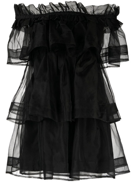  Macgraw Petal Layered Silk Mini Dress - Black 