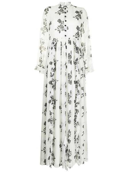  Macgraw Rose Ruffle Trim Long Dress - White 