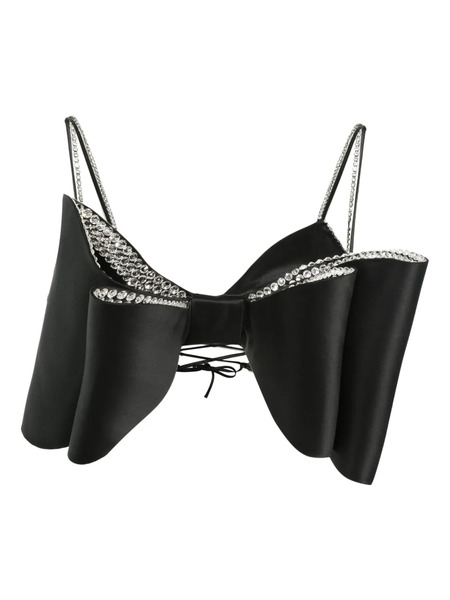  Mach & Mach Bow-detail Crystal-embellished Top - Black 