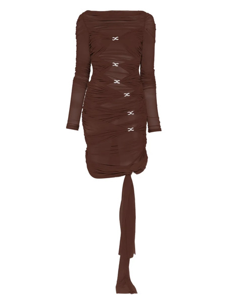  Mach & Mach Crystal-embellished Draped Dress - Brown 