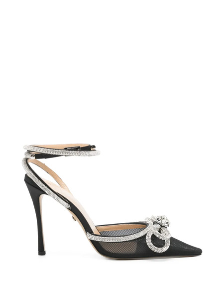  Mach & Mach Double Bow Ankle-strap Heeled Pumps - Black 