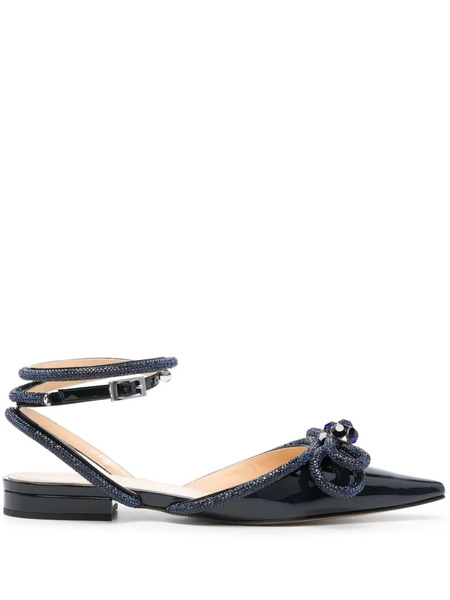  Mach & Mach Double Bow Ballerina Shoes - Blue 