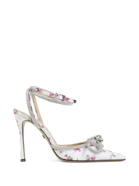  Mach & Mach Floral Satin Embellished Pumps - White 