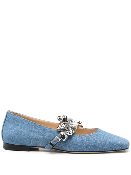  Mach & Mach Heart-charm Ballet Flats - Blue 