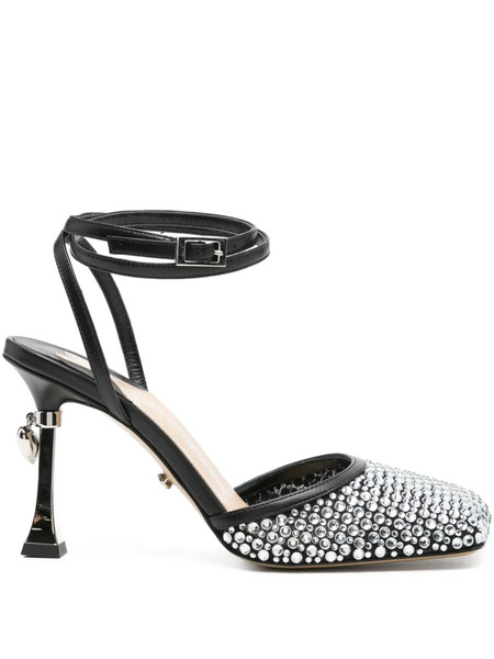  Mach & Mach 95mm Crystal-embellished Ankle-strap Pumps - Black 