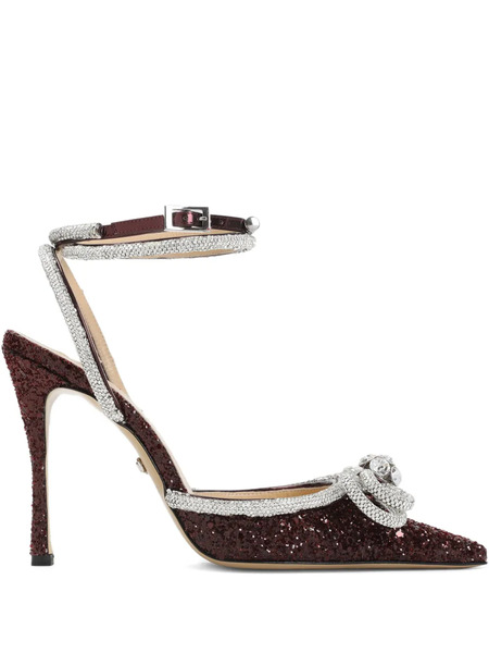  Mach & Mach 110mm Double Bow Crystal-embellished Pumps - Red 