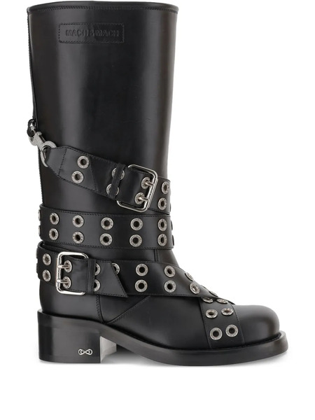 Mach & Mach 50mm Eyelet-detail Buckle-strap Boots - Black 