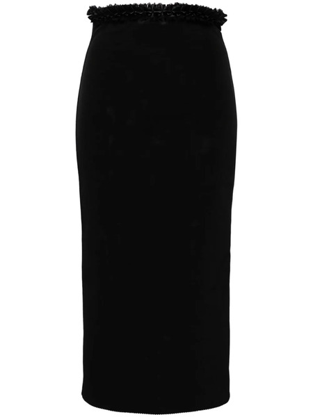  Mach & Mach Ruffle-trim Pencil Skirt - Black 
