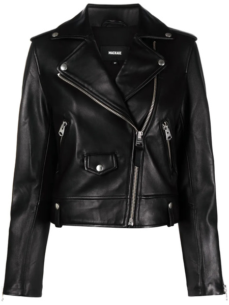  Mackage Baya Off-centre Leather Jacket - Black 
