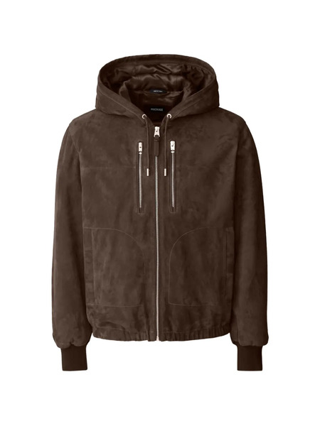  Mackage Sylas-su Hooded Zipped Suede Jacket - Brown 
