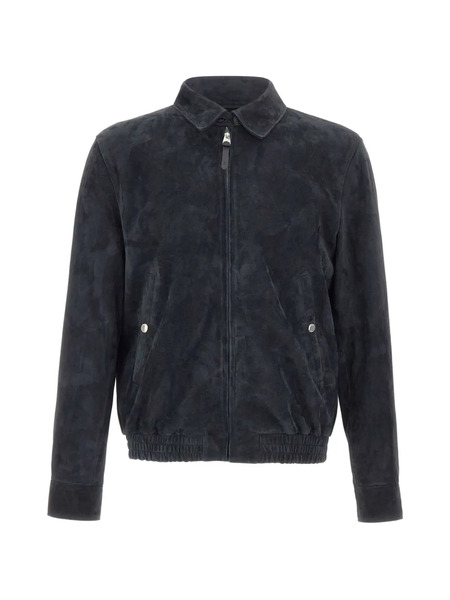  Mackage Zip Suede Bomber Jacket - Blue 