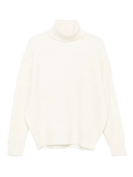  Madeleine Thompson Turtleneck Ribbed Sweater - White 