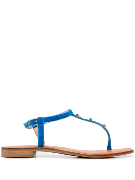  Madison.maison Embellished Leather Thong Sandals - Blue 