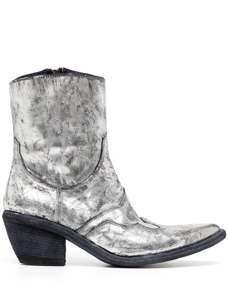  Madison.maison Laminated Leather Ankle Boots - Silver 