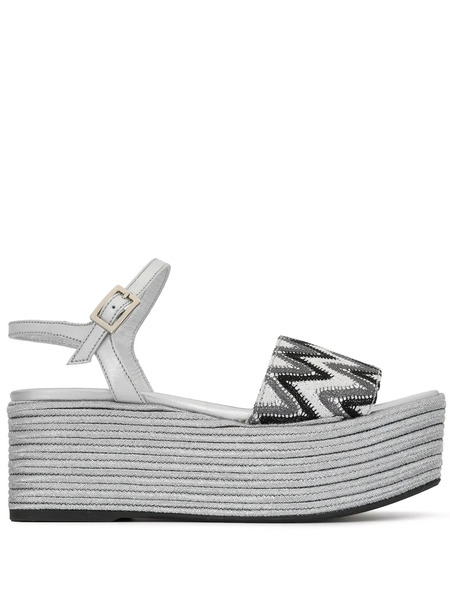  Madison.maison Leather 50mm Espadrilles - Silver 