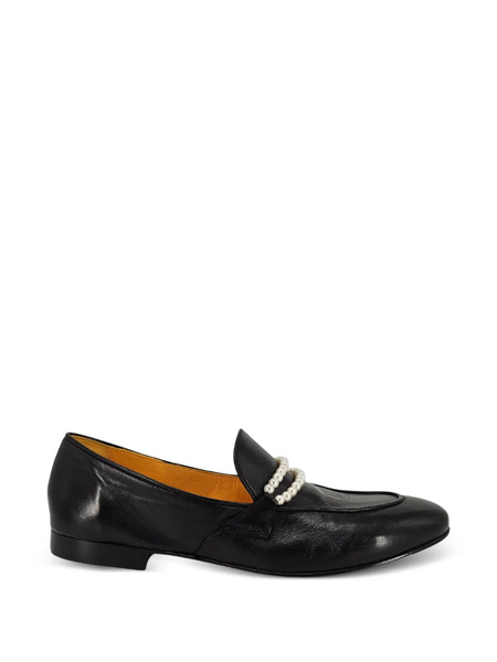  Madison.maison Leather Pearl-detail Loafers - Black 