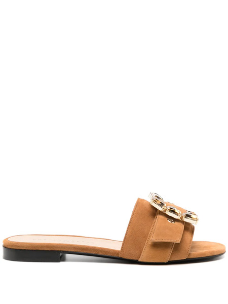  Madison.maison Madison Maison Fade Jeweled Buckle Khaki Sandals - Brown 