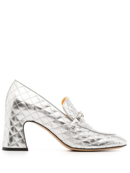  Madison.maison 70mm Quilted Leather Pumps - Silver 