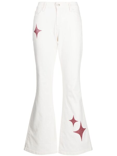  Madison.maison Star-print High-rise Flared Jeans - White 