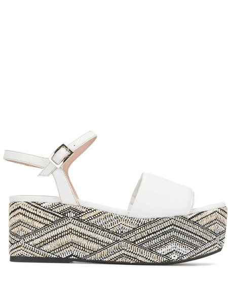  Madison.maison Woven Leather 50mm Espadrilles - White 