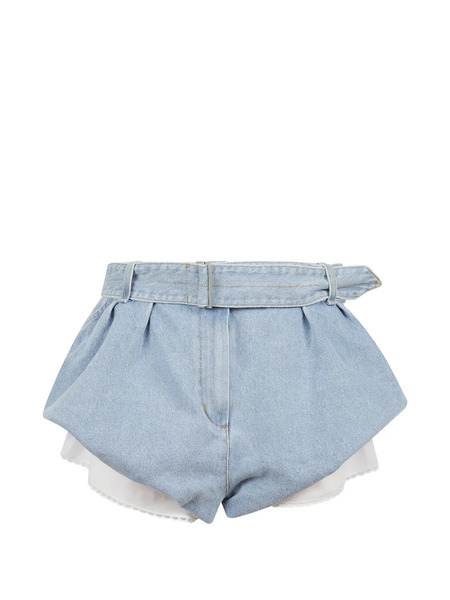  Magda Butrym Belt Denim Mini Shorts - Blue 