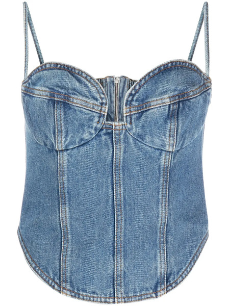  Magda Butrym Cropped Denim Bustier Top - Blue 