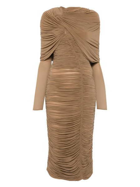  Magda Butrym Draped Midi Dress - Brown 