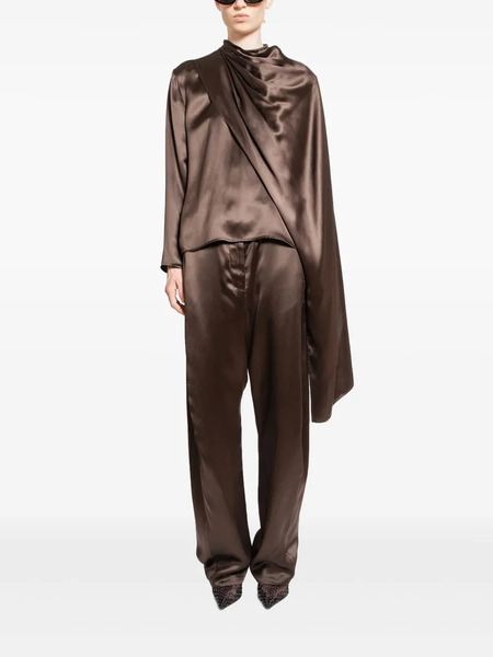  Magda Butrym Draped Silk Blouse - Brown 