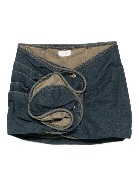  Magda Butrym Floral-appliqué Denim Mini Skirt - Blue 