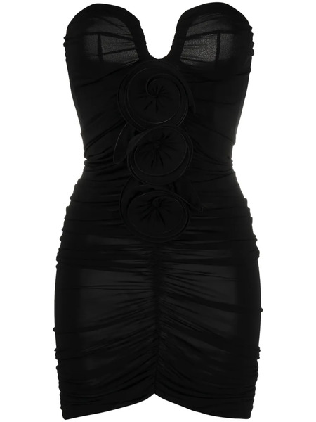  Magda Butrym Floral-appliqué Ruched Minidress - Black 