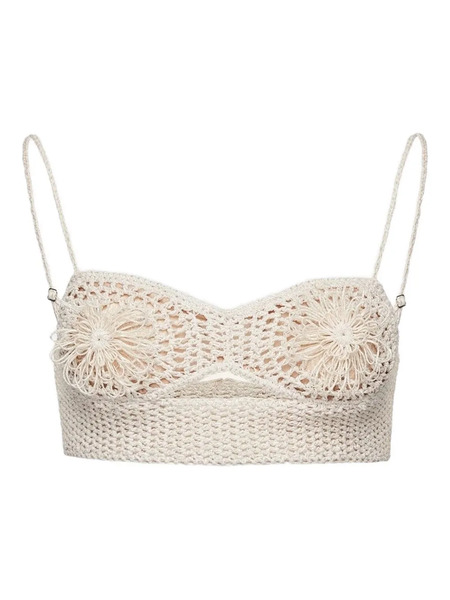 Magda Butrym Floral-appliqué Top - Neutrals 