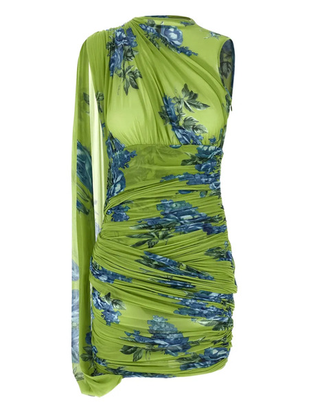  Magda Butrym Floral-print Draped Mini Dress - Green 