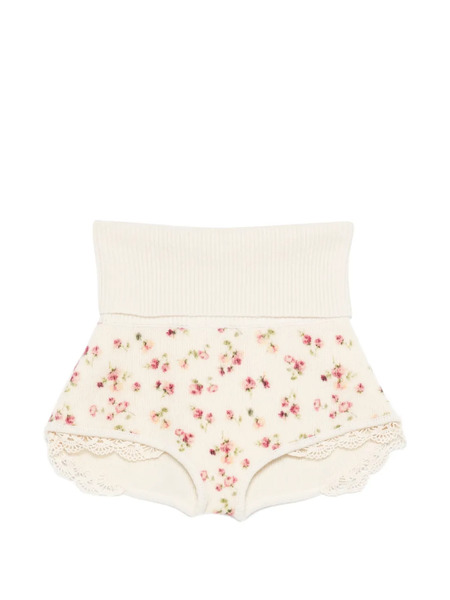  Magda Butrym Floral-print Lace Shorts - Neutrals 