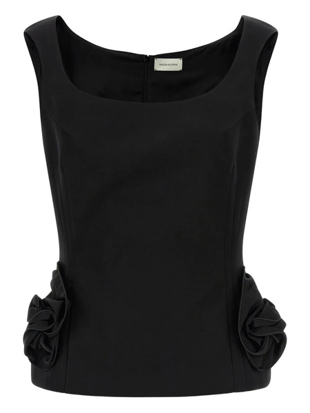  Magda Butrym Floral-ruffle Sleeveless Top - Black 