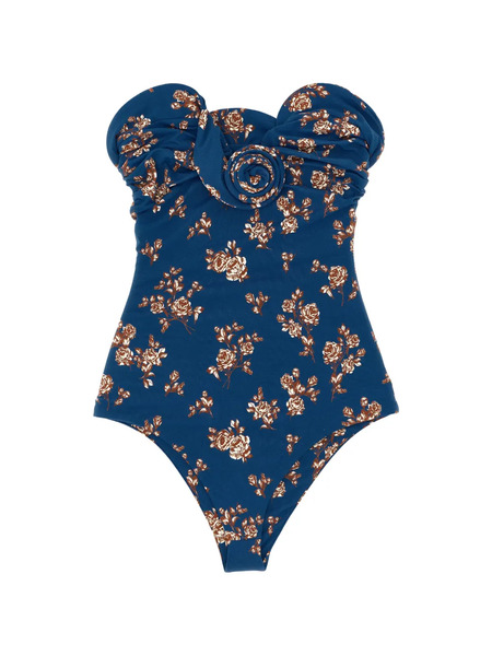  Magda Butrym 05 Floral Ruffled Swimsuit - Blue 