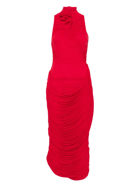  Magda Butrym High-neck Draped Midi Dress - Red 