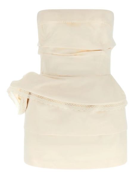  Magda Butrym Lace Draped Flower Mini Dress - Neutrals 