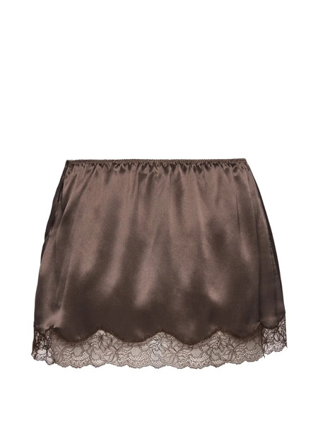  Magda Butrym Lace-trim Mini Skirt - Brown 