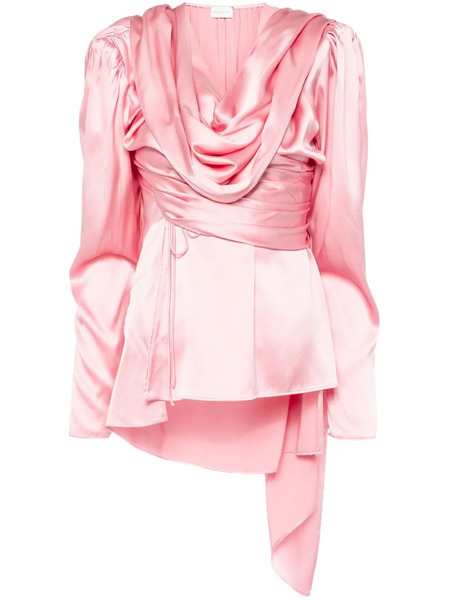  Magda Butrym Long-sleeve Draped Silk Blouse - Pink 