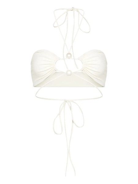  Magda Butrym Pearl-embellished Tie Bikini Top - White 