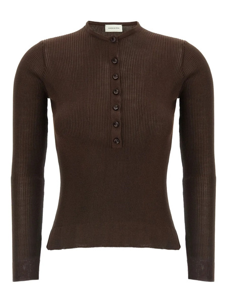  Magda Butrym Ribbed Silk Sweater - Brown 