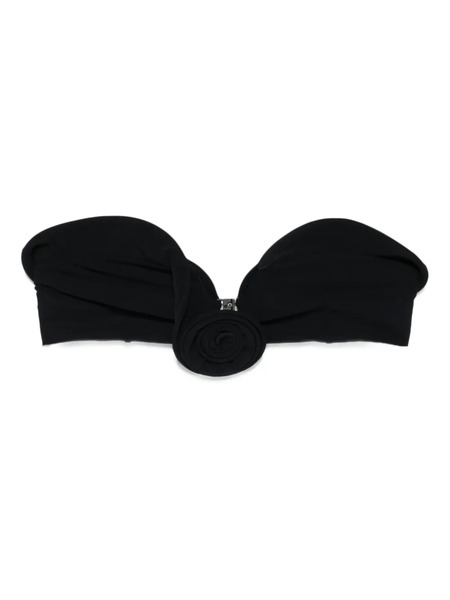  Magda Butrym Rose-appliqué Bikini Top - Black 