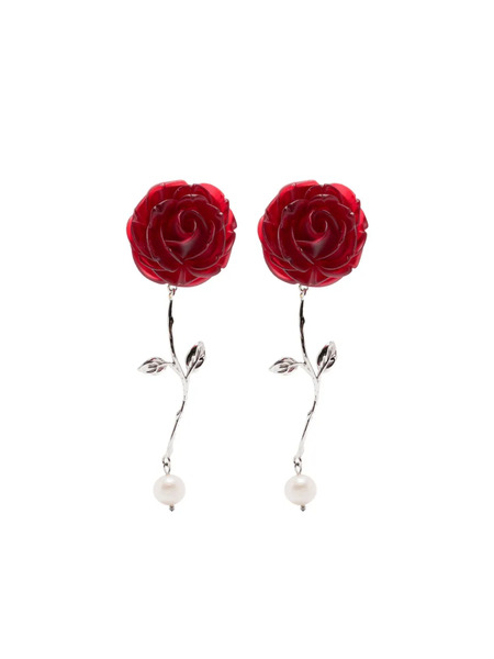  Magda Butrym Rose-appliqué Earrings - Silver 