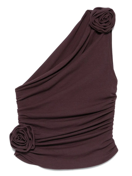  Magda Butrym Rose-embellished One-shoulder Top - Purple 