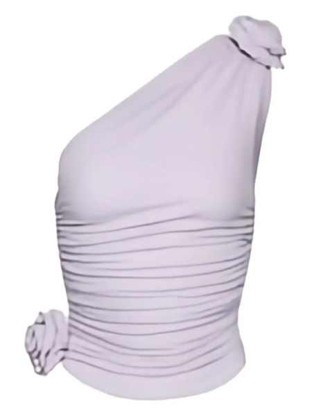  Magda Butrym Rose-embellished One-shoulder Top - Purple 