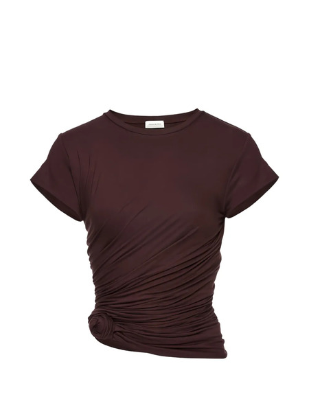  Magda Butrym Side-knot Draped T-shirt - Brown 
