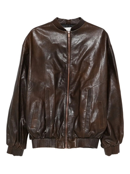 Magda Butrym Zip-front Leather Bomber Jacket - Brown 