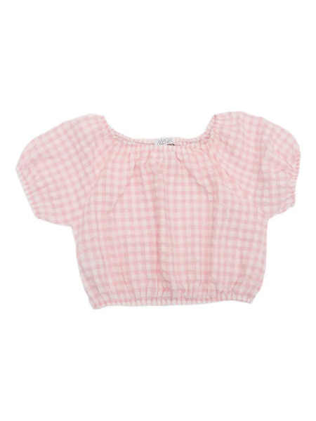  Magil Vichy Gingham Puff-sleeve Top - Pink 