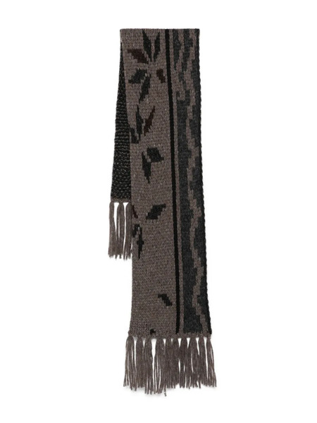  Magliano Floral-pattern Fringed Scarf - Brown 