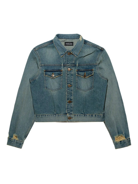  Mainless Distressed Denim Jacket - Blue 